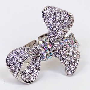 Faux Diamond and Silver Bow tie Ring